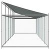 vidaXL Hondenhok met dak en deur 12x2x2 m gegalvaniseerd staal grijs