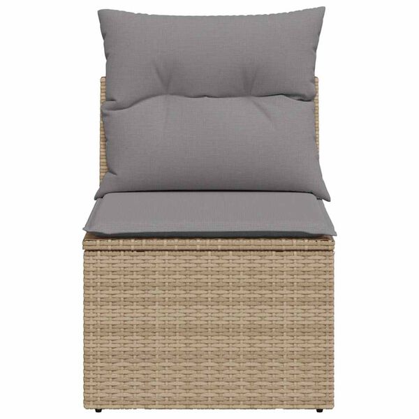 vidaXL Tuinbank zonder armleuning met kussens poly rattan beige