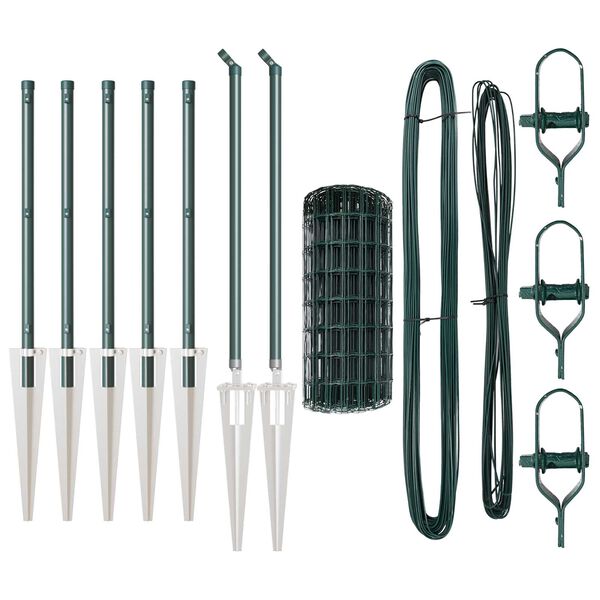 vidaXL Hek met Paal Groen 0,4 x 10 m Staal en PVC