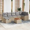 vidaXL Tuin Sofa Set met kussen met opslag 8 pcs Beige Poly riet