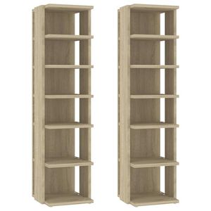 vidaXL Schoenenkasten 2 st 27,5x27x102 cm sonoma eikenkleurig