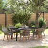 vidaXL Tuin eettafelset met kussen 7 pcs Grijs poly rattan