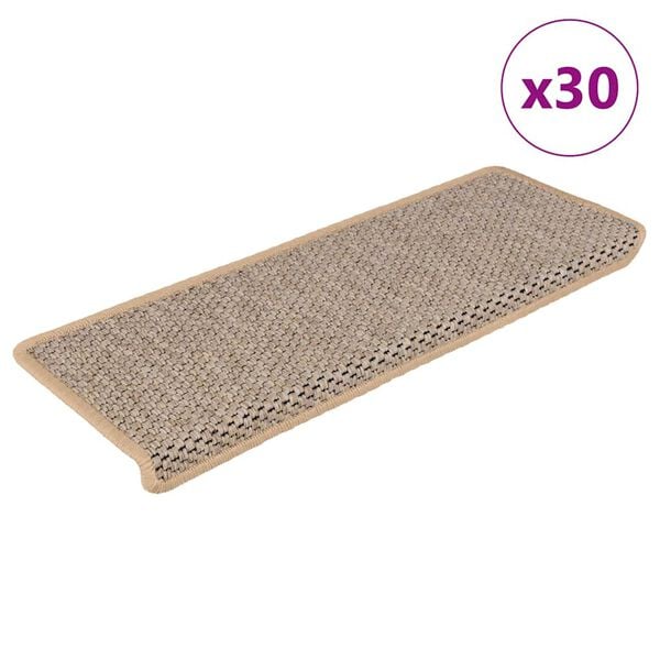 vidaXL Trapmatten zelfklevend 30 st sisal-look 65x21x4 cm lichtbeige