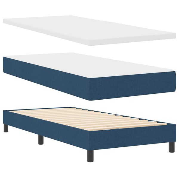 vidaXL Boxspringbed met matras met matras Blauw 90 x 200 cm