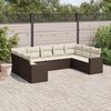 vidaXL 9-delige Loungeset met kussens poly rattan bruin