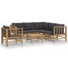 vidaXL 7-delige Loungeset met kussens bamboe donkergrijs
