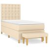 vidaXL Boxspring met matras stof cr&egrave;mekleurig 100x200 cm