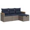 vidaXL 4-delige Loungeset met kussens poly rattan grijs