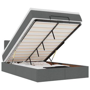 vidaXL Bed poef met matras en LED's 120x190 cm stof donkergrijs