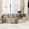 vidaXL Tuin Sofa Set met kussen 7 pcs beige en lichtgrijs Poly riet