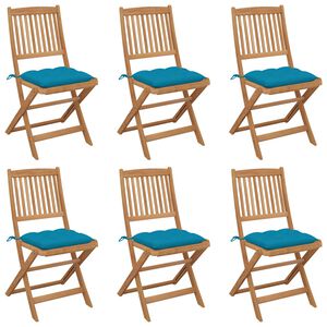 vidaXL Inklapbare stoelen 6 st met kussens massief acaciahout