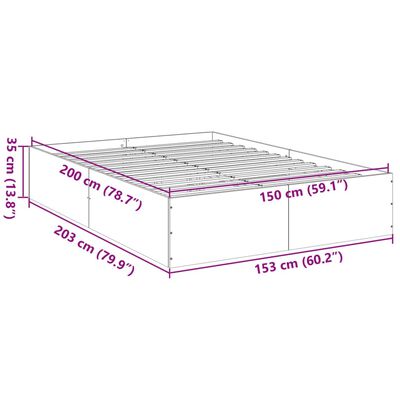 vidaXL Bedframe bewerkt hout bruin eikenkleur 150x200 cm