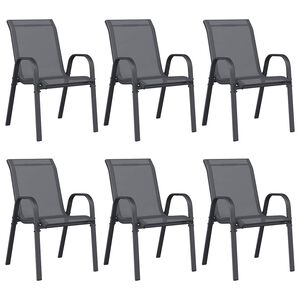 vidaXL Tuinstoelen stapelbaar 6 st textileen stof grijs