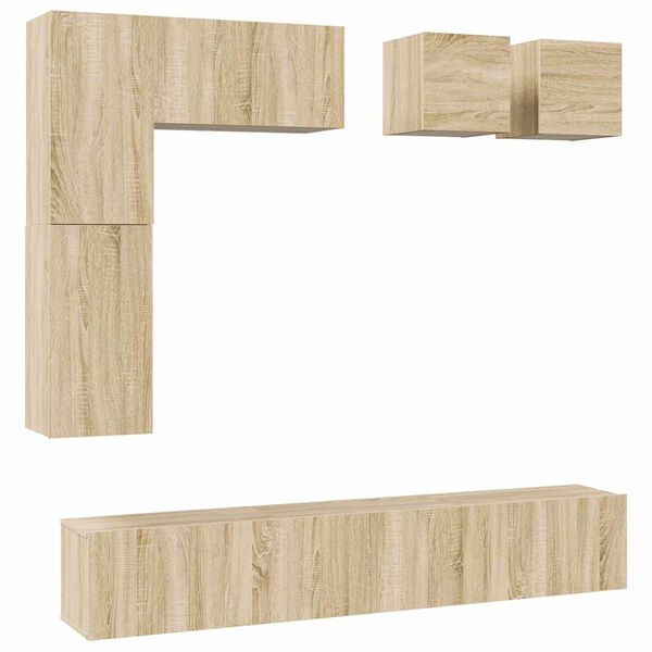 vidaXL 8-delige Tv-meubelset bewerkt hout sonoma eikenkleurig
