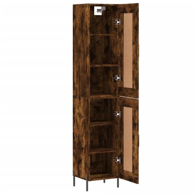 vidaXL Hoge kast 34,5x34x180 cm bewerkt hout gerookt eikenkleurig