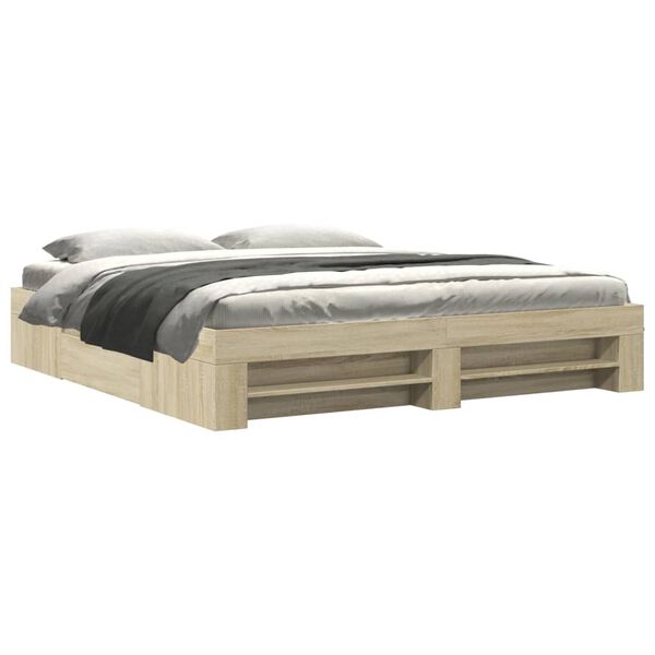 vidaXL Bedframe zonder matras 200x200cm spaanplaat sonoma eikenkleurig