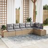 vidaXL Tuin Sofa Set met kussen 6 pcs beige en lichtgrijs Poly riet