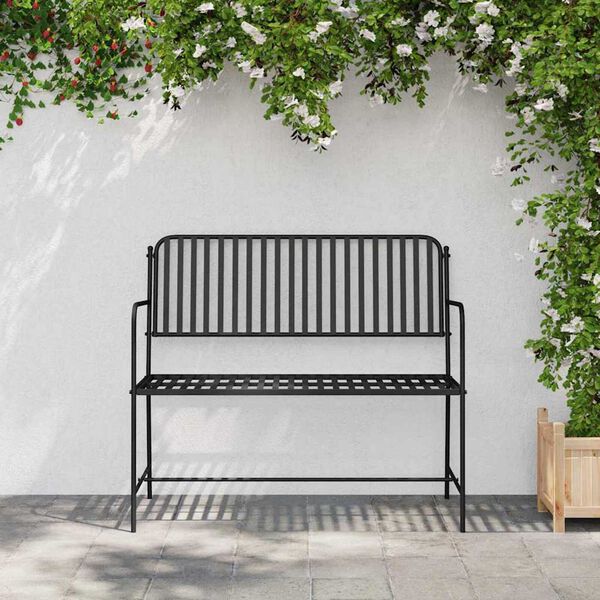 vidaXL Tuinbank Zwart 104 x 54 x 93cm Staal