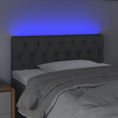 vidaXL Hoofdbord LED 100x7x78/88 cm stof donkergrijs