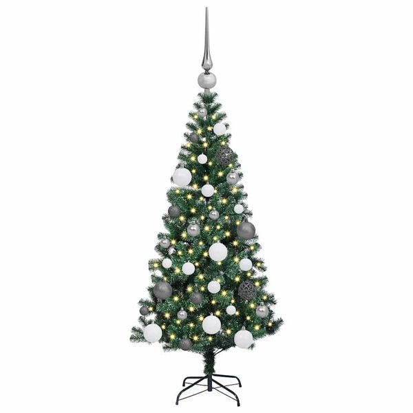 vidaXL Kunstmatig Voorverlicht Kerstboom Groen 120 cm PVC en Metaal