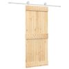 vidaXL Schuifdeur Natuurlijk en Wit 85 x 210 cm Massief Grenenhout