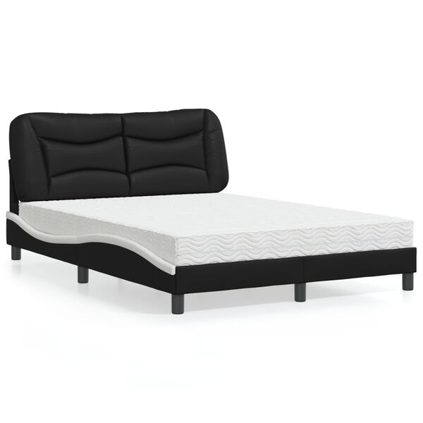 vidaXL Bed met matras "Hvar" kunstleer zwart en wit 120x200 cm