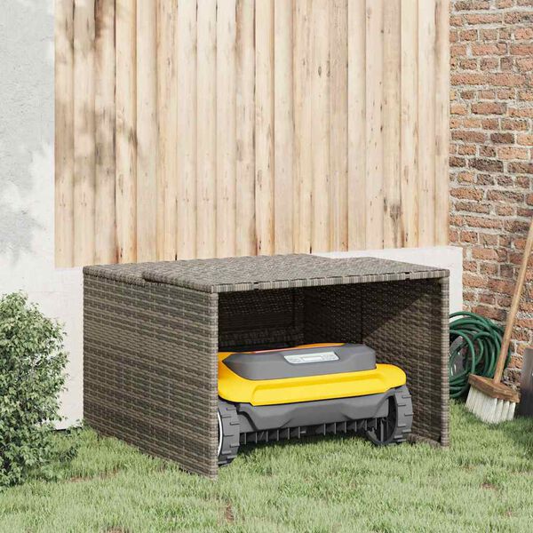 vidaXL Garage voor robotmaaier 86x90x52/57 cm poly rattan grijs