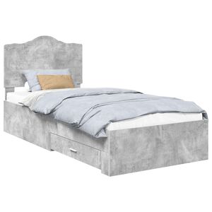 vidaXL Bedframe met hoofdeinde Beton Grijs 70 x 190 cm Bewerkt hout