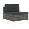 vidaXL 4-delige Loungeset met kussens poly rattan grijs