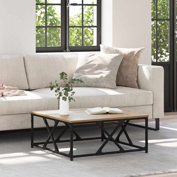 vidaXL Salontafel artisanaal eikenkleurig 70 x 70 x 30 cm Bewerkt hout