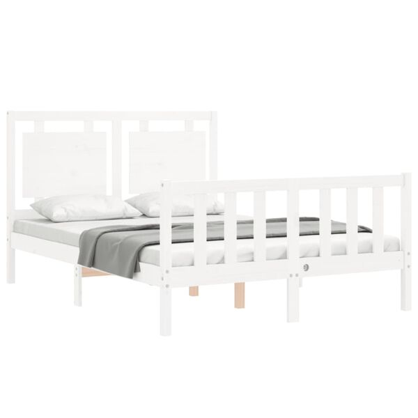 vidaXL Bedframe zonder matras massief grenenhout wit 140x190 cm