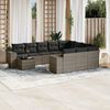 vidaXL 11-delige Loungeset met kussens poly rattan grijs