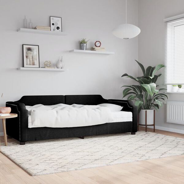 vidaXL Slaapbank met matras 90x190 cm stof zwart