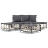 vidaXL 5-delige Loungeset met kussens poly rattan antracietkleurig