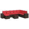 vidaXL 9-delige Loungeset met kussens poly rattan bruin