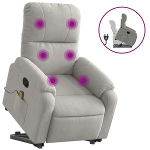 vidaXL Sta-op-massagestoel verstelbaar microvezelstof lichtgrijs
