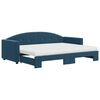 vidaXL Slaapbank onderschuifbed en matrassen 80x200 cm fluweel blauw
