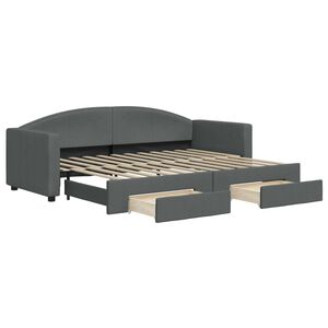 vidaXL Slaapbank onderschuifbed en lades 80x200 cm stof donkergrijs