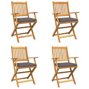 vidaXL Opvouwbare stoel met kussen 4 pcs Grijs 49 x 57,5 x 92cm