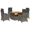 vidaXL 5-delige Tuinset met kussens poly rattan grijs