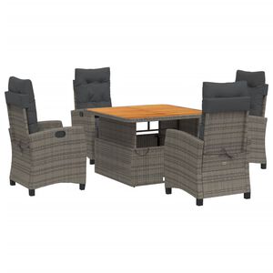 vidaXL 5-delige Tuinset met kussens poly rattan grijs