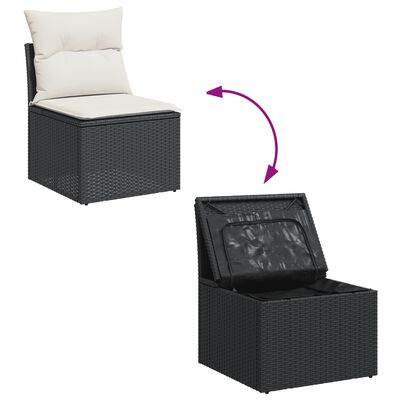 vidaXL 5-delige Loungeset met kussens poly rattan zwart