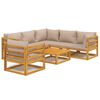 vidaXL 7-delige Loungeset met kussens massief hout taupe