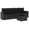 vidaXL 5-delige Loungeset met kussens poly rattan zwart