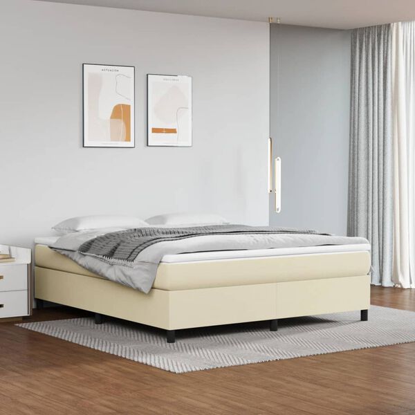 vidaXL Boxspring bed kunstleer cr&egrave;mekleurig 160x200 cm