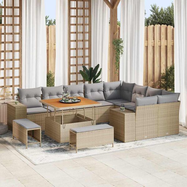 vidaXL Tuin Sofa Set 12 pcs Beige en Licht Grijs 100 x 100 x 71 cm