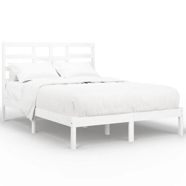 vidaXL Bedframe massief hout wit 140x190 cm