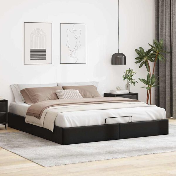 vidaXL Bedframe zonder matras 180x200 cm kunstleer zwart