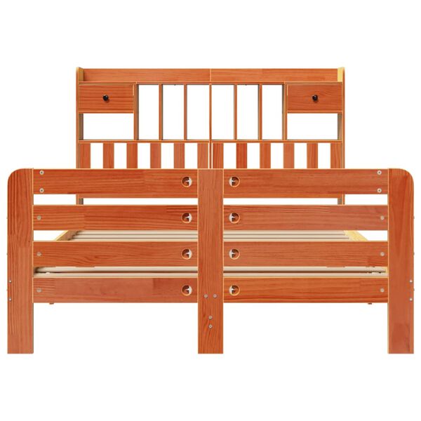 vidaXL Bed met boekenkast zonder matras grenenhout wasbruin 140x200 cm