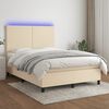 vidaXL Boxspring met matras en LED stof cr&egrave;mekleurig 140x190 cm
